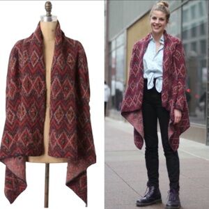 Anthropologie Sleeping on Snow Echoing Geometric Knitted Wool Blend Cardigan - S